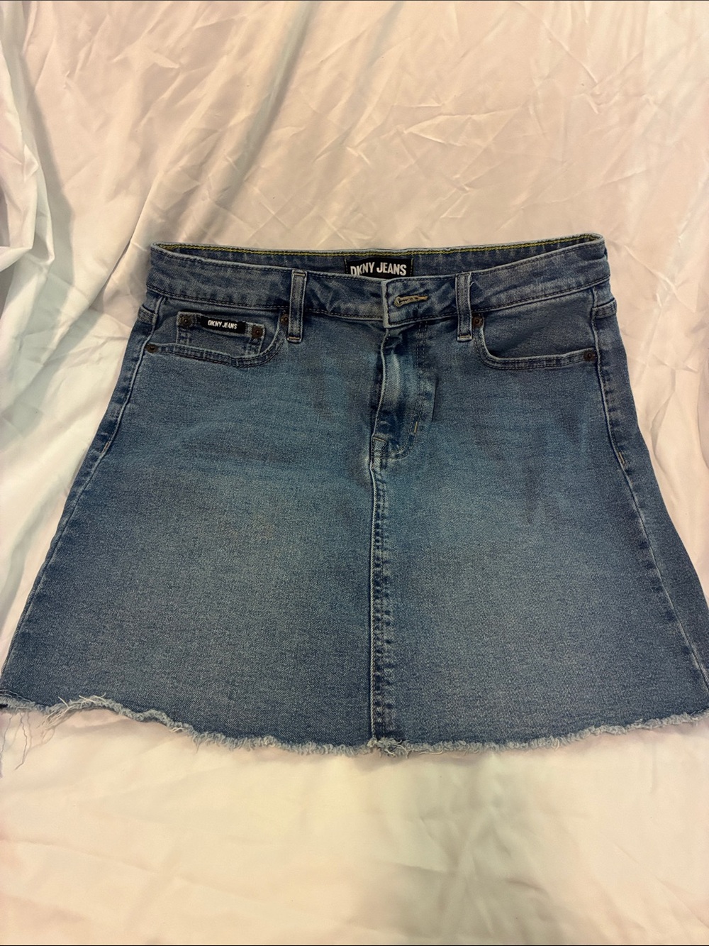 DKNY Medium Blue Denim A-Line Mini Skirt